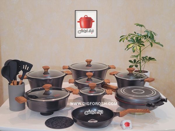 سرویس قابلمه چدن تیتانیوم 23 پارچه سزار